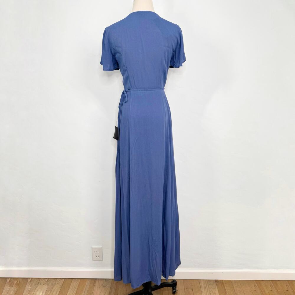 NWT Lulu's Heart of Marigold Dress Blue Wrap Maxi Gauzey Bridesmaid Party Size S - Picture 6 of 14